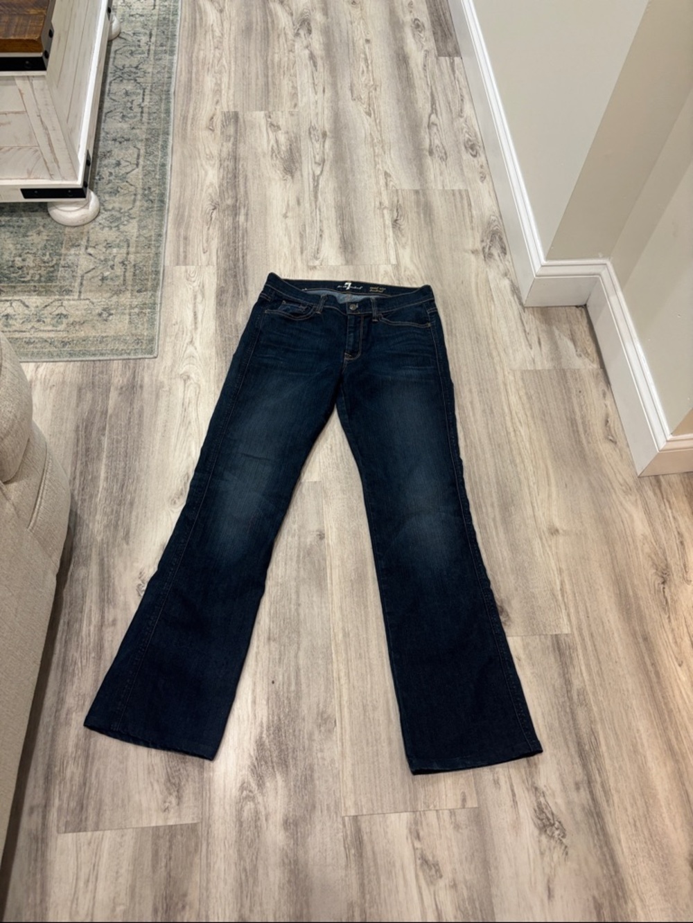 7 For All Mankind Dark Indigo Flared Women's Jeans mid rise boot cut 32